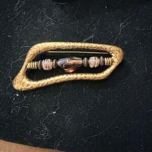 Copper Enamel Novelty Mid Century Statement Brooch Pin